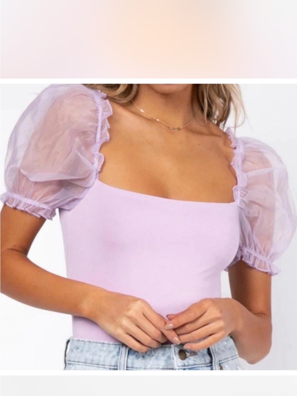 Princess Polly Lilac Puff-Sleeve Bodysuit